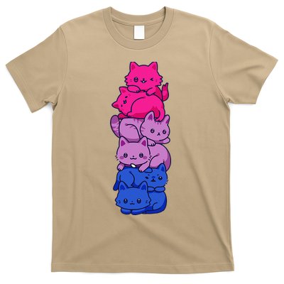 Bi Pride Cat LGBT Bisexual Flag Cute Kawaii Cats Pile Gift T-Shirt
