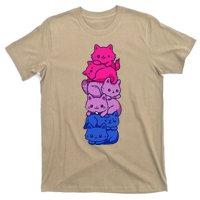 Bi Pride Cat LGBT Bisexual Flag Cute Kawaii Cats Pile Gift T-Shirt