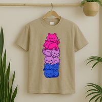 Bi Pride Cat LGBT Bisexual Flag Cute Kawaii Cats Pile Gift T-Shirt