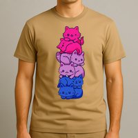 Bi Pride Cat LGBT Bisexual Flag Cute Kawaii Cats Pile Gift T-Shirt