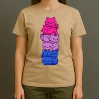 Bi Pride Cat LGBT Bisexual Flag Cute Kawaii Cats Pile Gift T-Shirt