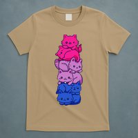 Bi Pride Cat LGBT Bisexual Flag Cute Kawaii Cats Pile Gift T-Shirt