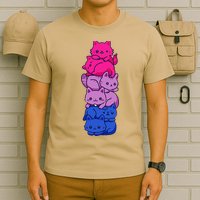 Bi Pride Cat LGBT Bisexual Flag Cute Kawaii Cats Pile Gift T-Shirt