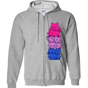 Bi Pride Cat LGBT Bisexual Flag Cute Kawaii Cats Pile Gift Full Zip Hoodie