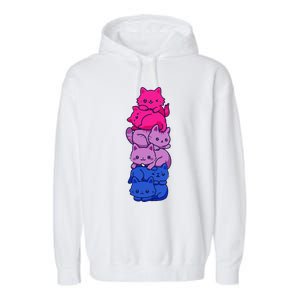 Bi Pride Cat LGBT Bisexual Flag Cute Kawaii Cats Pile Gift Garment-Dyed Fleece Hoodie