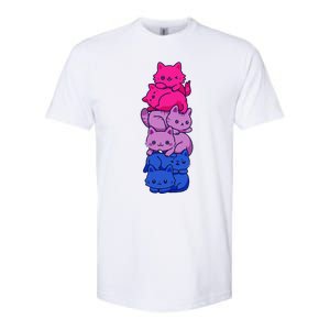 Bi Pride Cat LGBT Bisexual Flag Cute Kawaii Cats Pile Gift Softstyle CVC T-Shirt