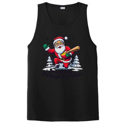 Baseball Player Christmas Santa Smashing Through The Snow Gift PosiCharge Competitor Tank