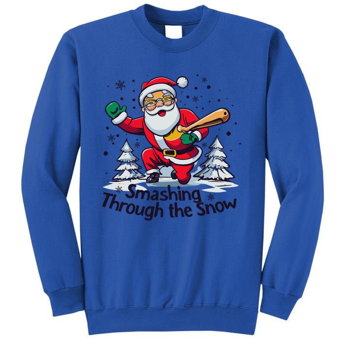 Baseball Player Christmas Santa Smashing Through The Snow Gift Sweatshirt