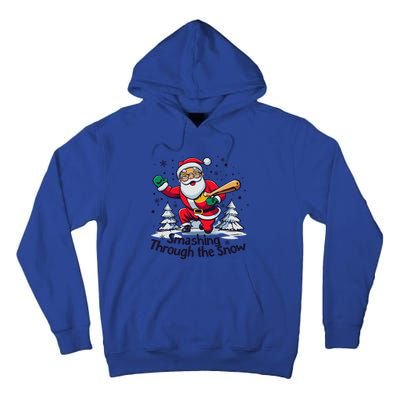 Baseball Player Christmas Santa Smashing Through The Snow Gift Tall Hoodie