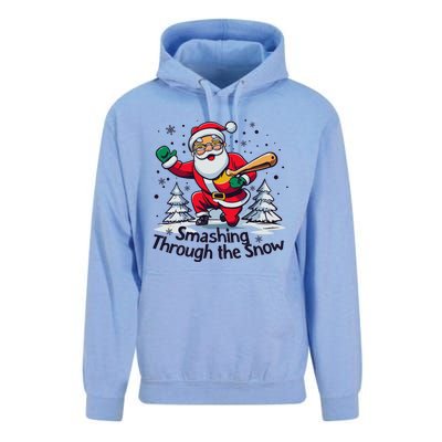 Baseball Player Christmas Santa Smashing Through The Snow Gift Unisex Surf Hoodie