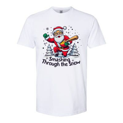 Baseball Player Christmas Santa Smashing Through The Snow Gift Softstyle® CVC T-Shirt