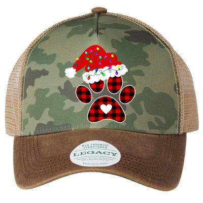 Buffalo Plaid Christmas Paw Dog With Santa Hat And Lights Gift Legacy Tie Dye Trucker Hat