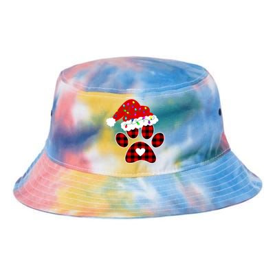 Buffalo Plaid Christmas Paw Dog With Santa Hat And Lights Gift Tie Dye Newport Bucket Hat