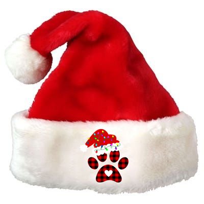 Buffalo Plaid Christmas Paw Dog With Santa Hat And Lights Gift Premium Christmas Santa Hat