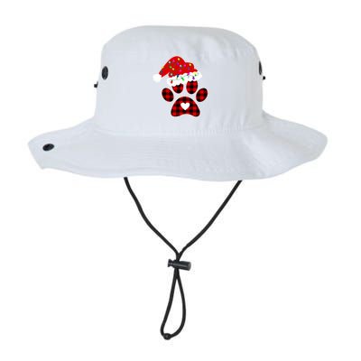 Buffalo Plaid Christmas Paw Dog With Santa Hat And Lights Gift Legacy Cool Fit Booney Bucket Hat