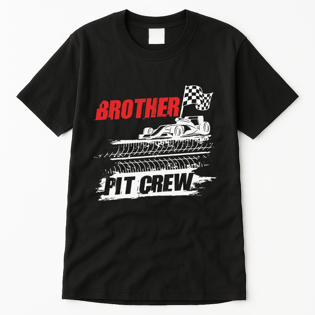 Brother Pit Crew Car Racing Checkered Flag Racer Matching Tall T-Shirt