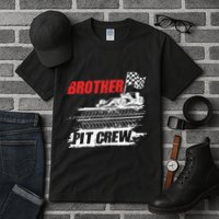 Brother Pit Crew Car Racing Checkered Flag Racer Matching Tall T-Shirt