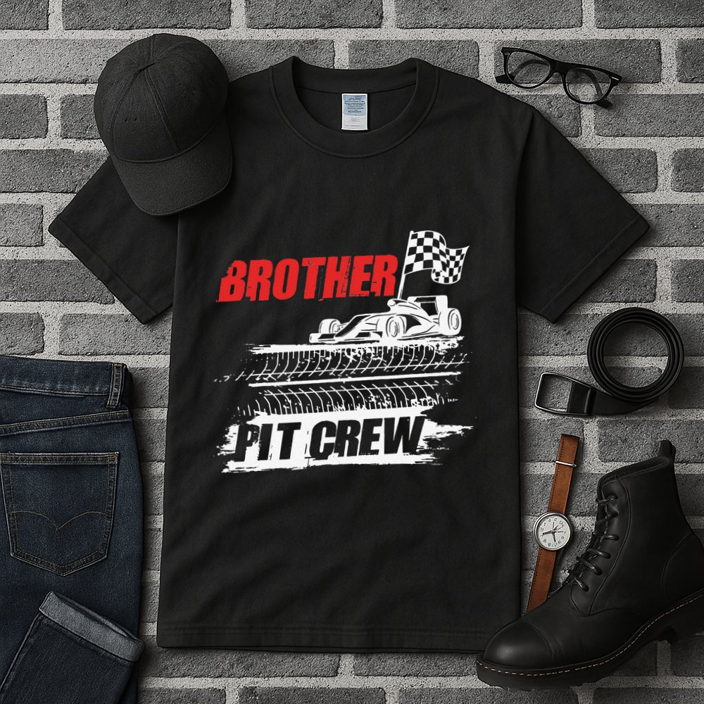 Brother Pit Crew Car Racing Checkered Flag Racer Matching Tall T-Shirt