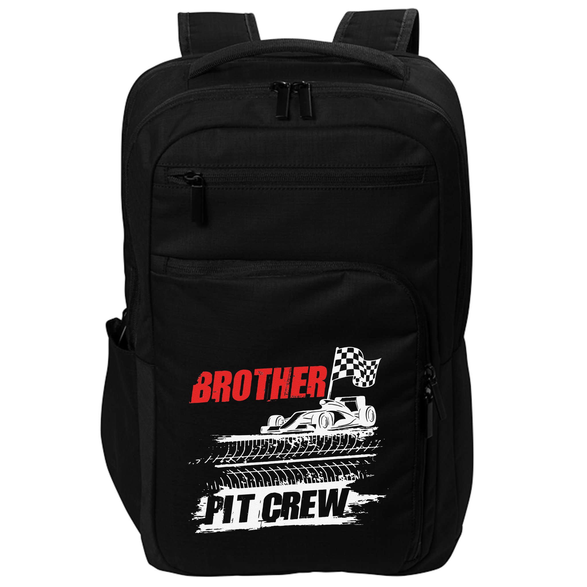 Brother Pit Crew Car Racing Checkered Flag Racer Matching Impact Tech Backpack