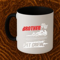 Brother Pit Crew Car Racing Checkered Flag Racer Matching Mug