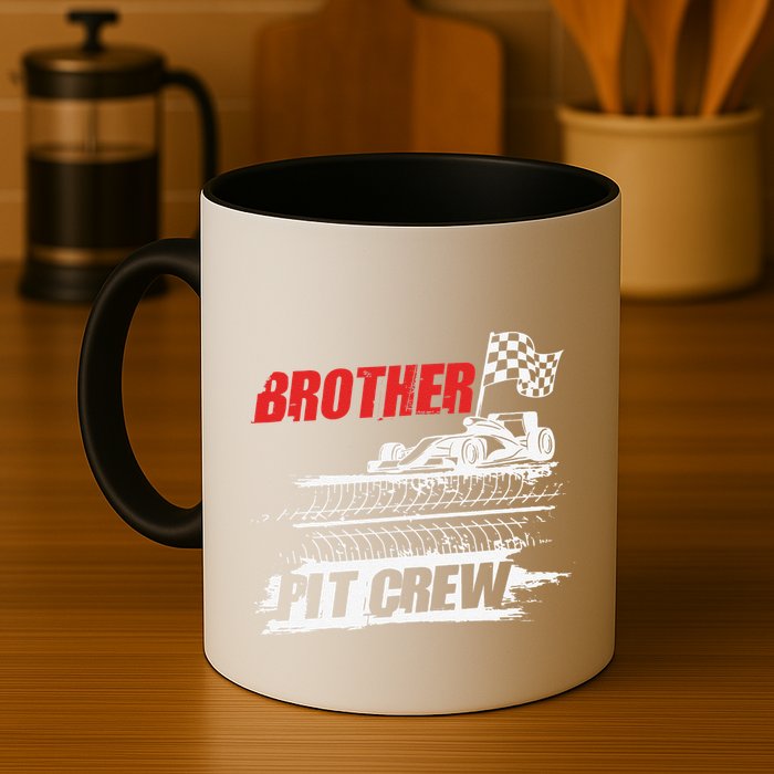 Brother Pit Crew Car Racing Checkered Flag Racer Matching Mug
