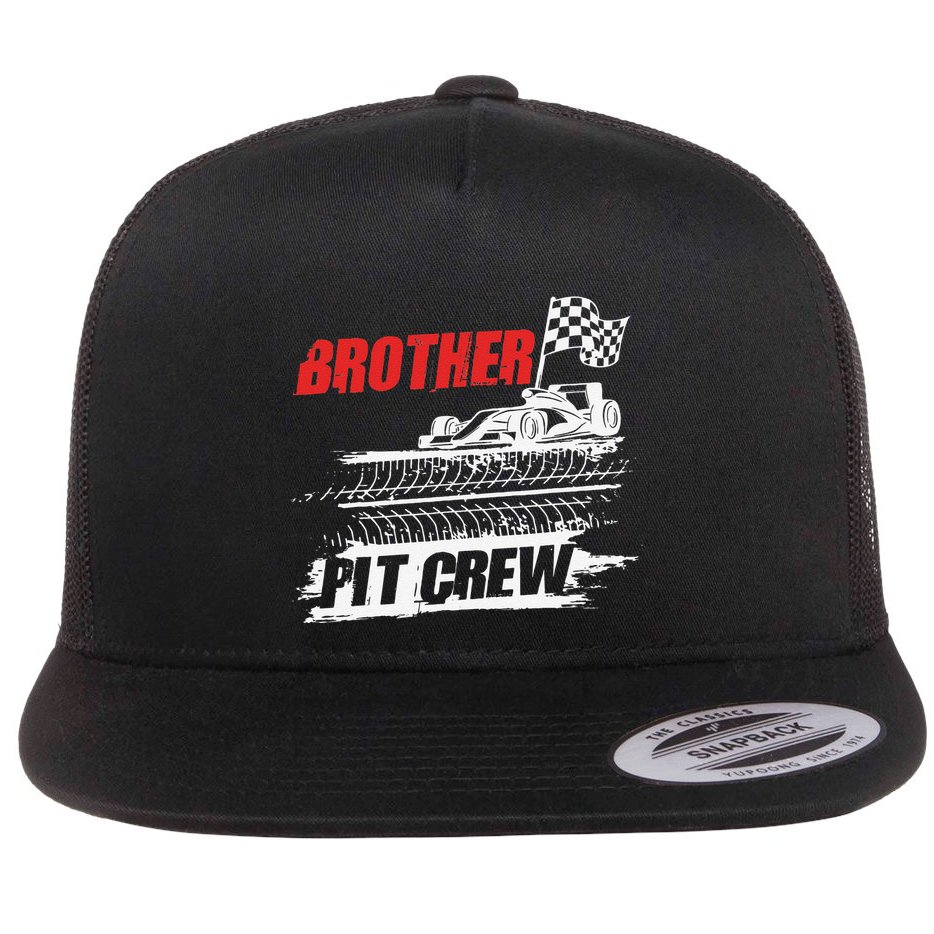 Brother Pit Crew Car Racing Checkered Flag Racer Matching Flat Bill Trucker Hat