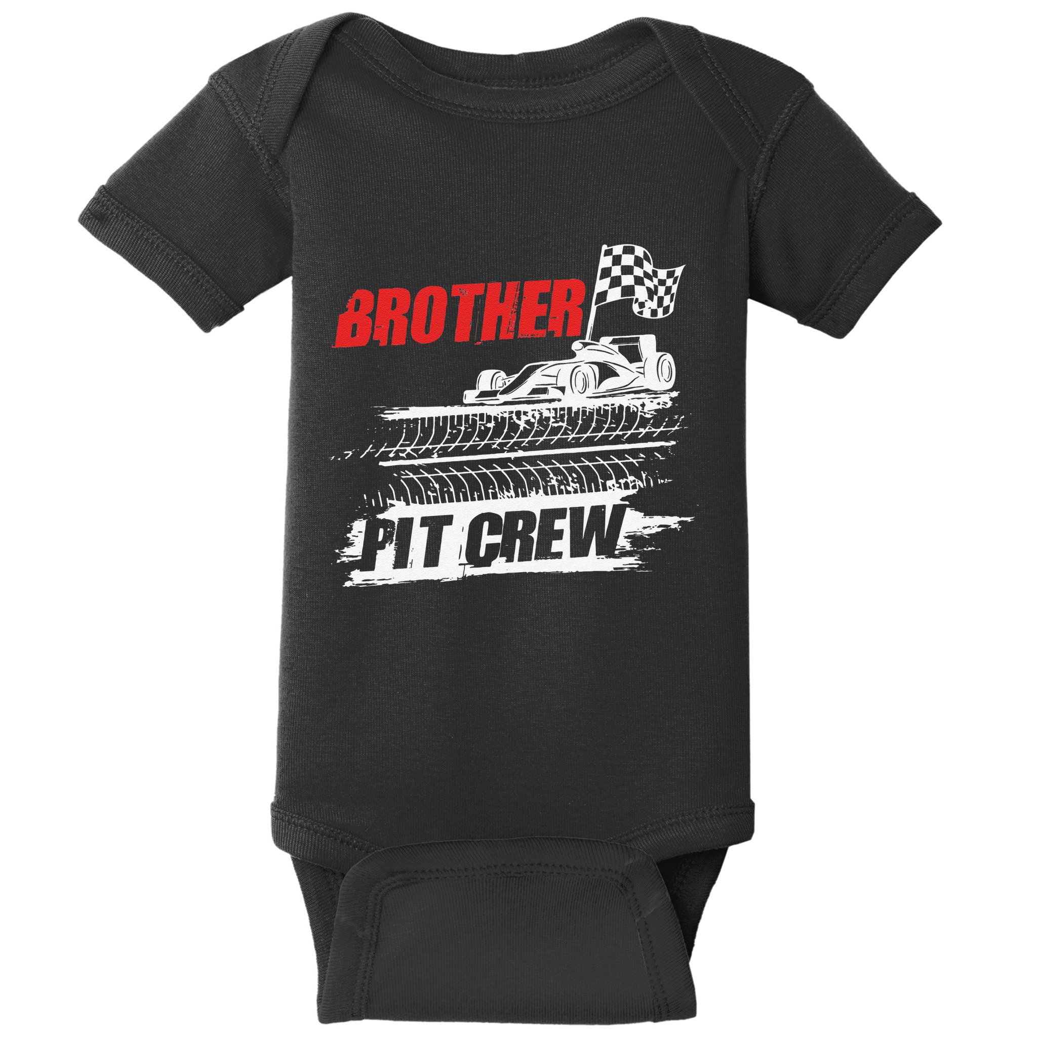 Brother Pit Crew Car Racing Checkered Flag Racer Matching Baby Bodysuit