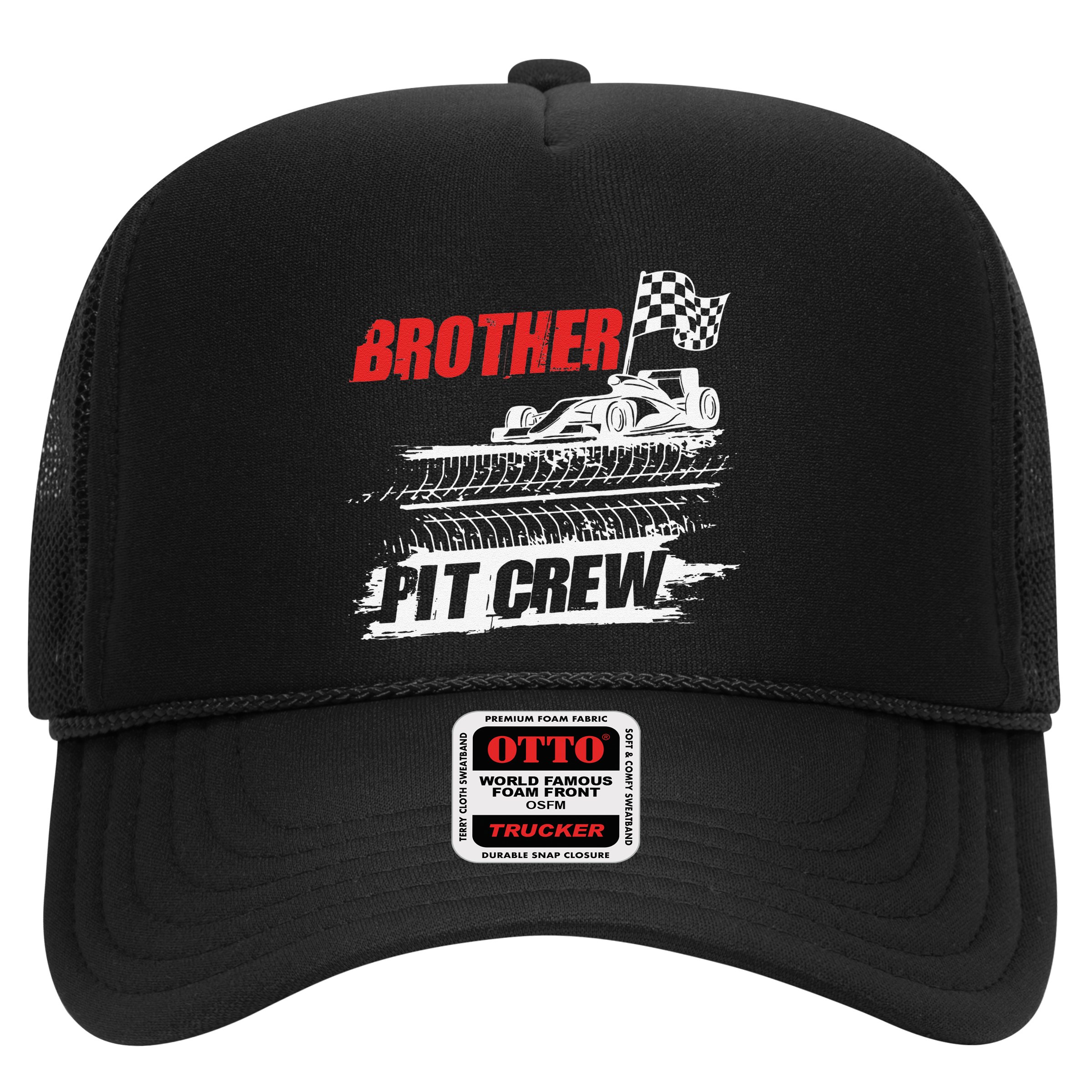 Brother Pit Crew Car Racing Checkered Flag Racer Matching Hat