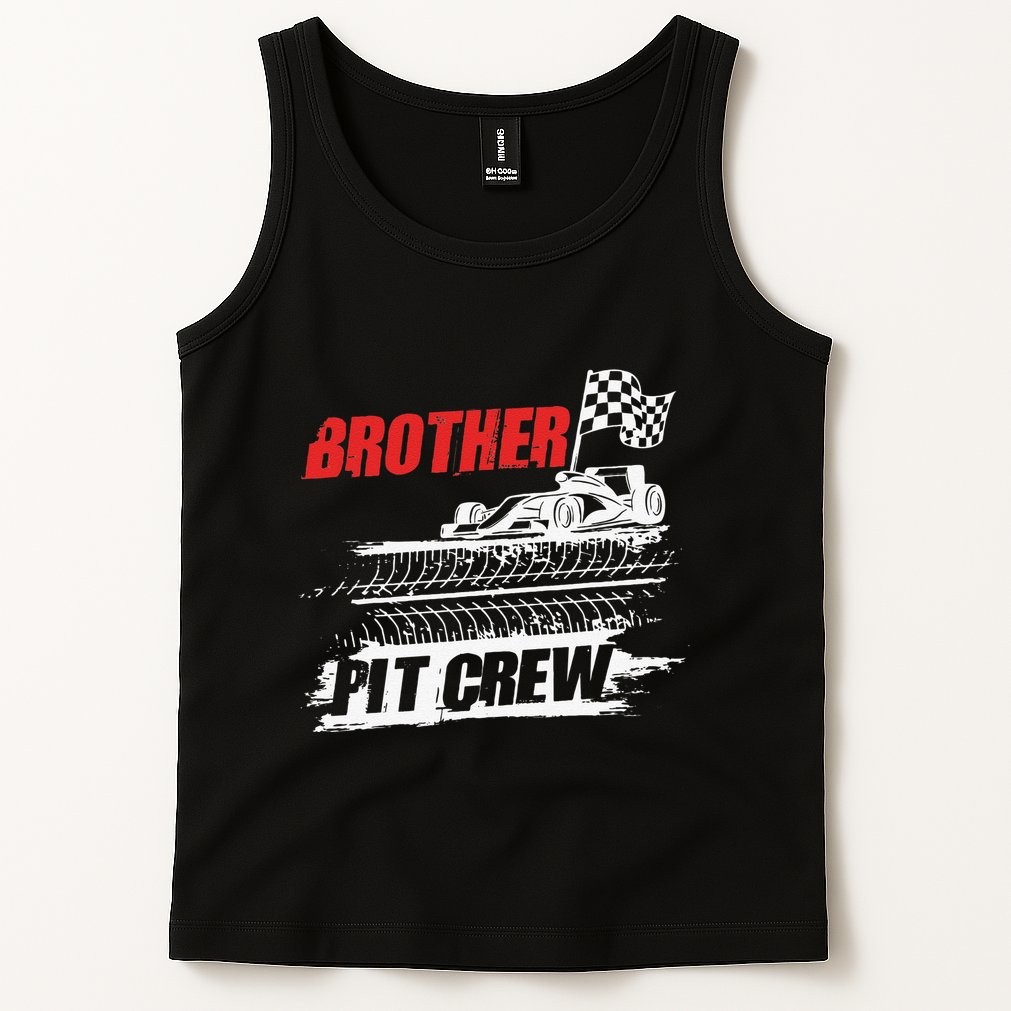 Brother Pit Crew Car Racing Checkered Flag Racer Matching Tank Top