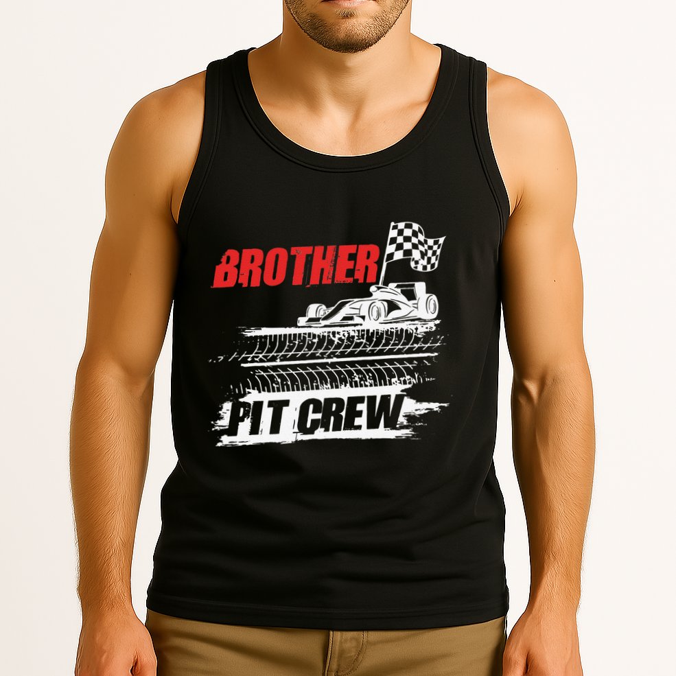 Brother Pit Crew Car Racing Checkered Flag Racer Matching Tank Top