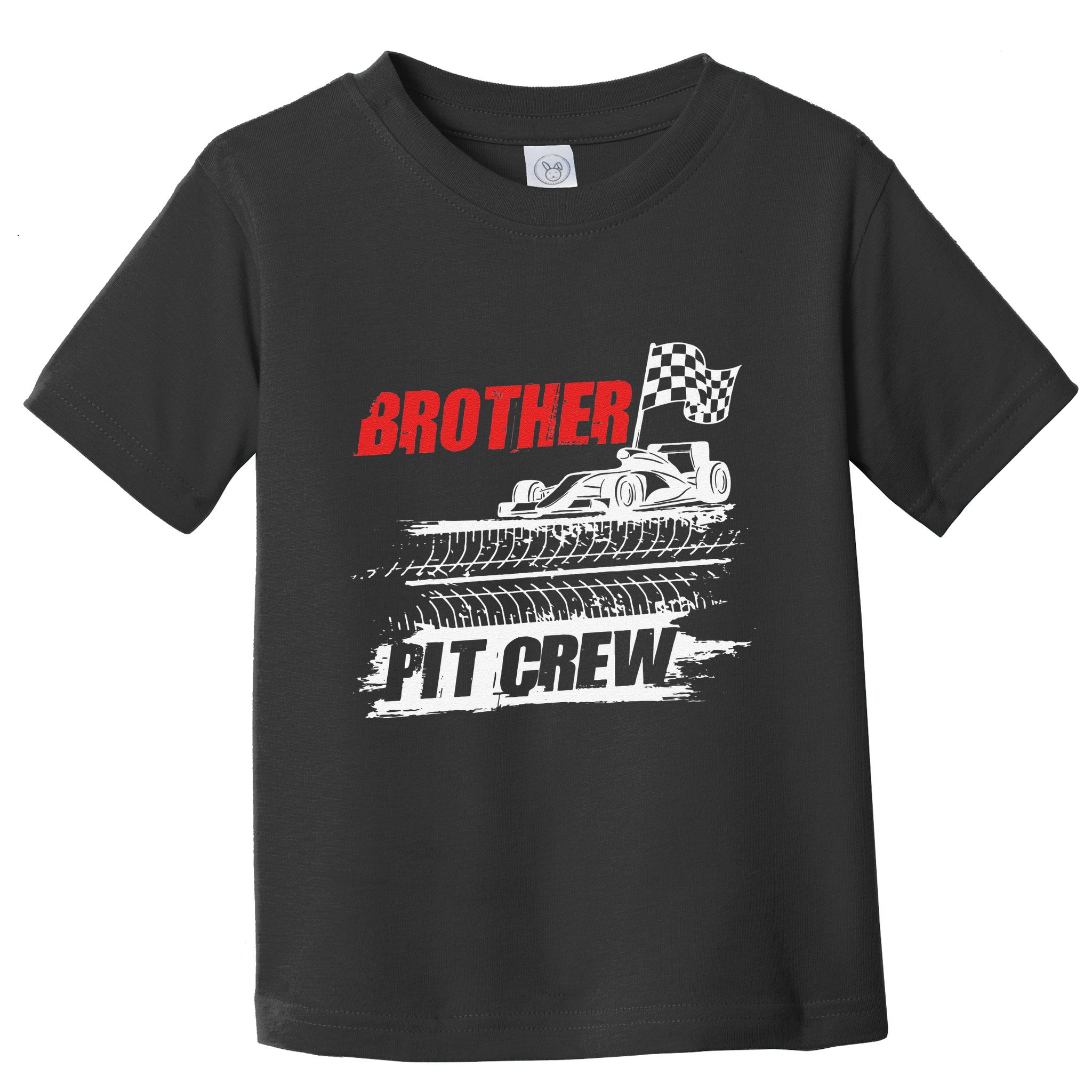 Brother Pit Crew Car Racing Checkered Flag Racer Matching Toddler T-Shirt