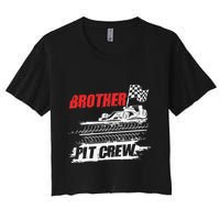 Brother Pit Crew Car Racing Checkered Flag Racer Matching Women's Crop Top Tee