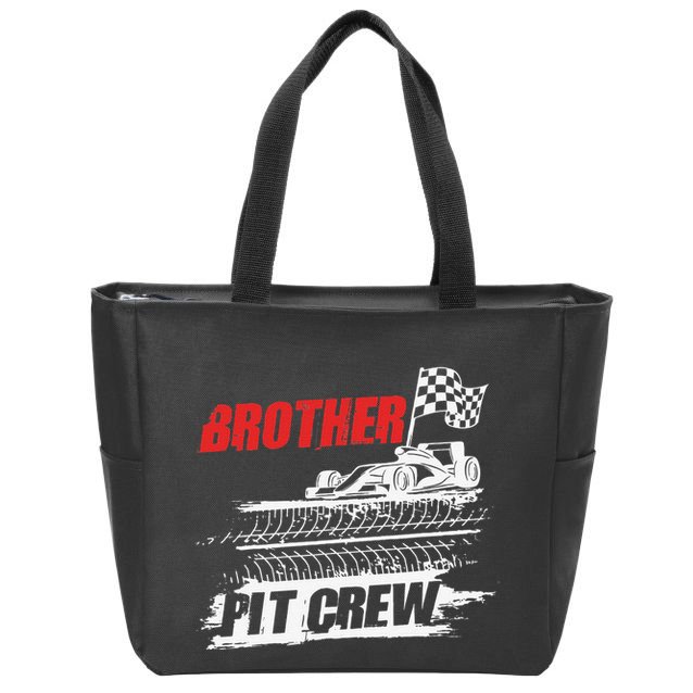 Brother Pit Crew Car Racing Checkered Flag Racer Matching Zip Tote Bag