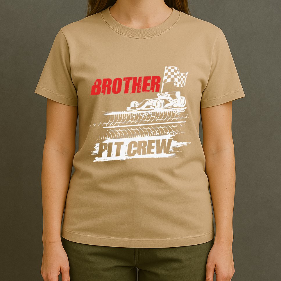 Brother Pit Crew Car Racing Checkered Flag Racer Matching T-Shirt