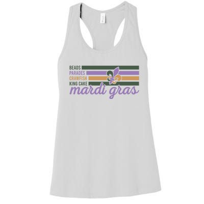 Beads Parades Crawfish King Cake Mardi Gras Women's Racerback Tank