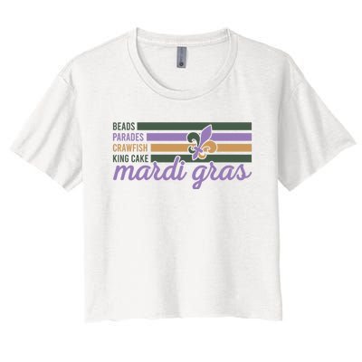 Beads Parades Crawfish King Cake Mardi Gras Women's Crop Top Tee