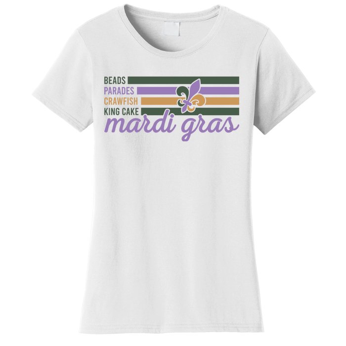 Beads Parades Crawfish King Cake Mardi Gras Women's T-Shirt