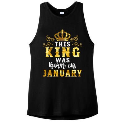 Birthday Party Celebration This King Was Born In January Ladies PosiCharge Tri-Blend Wicking Tank