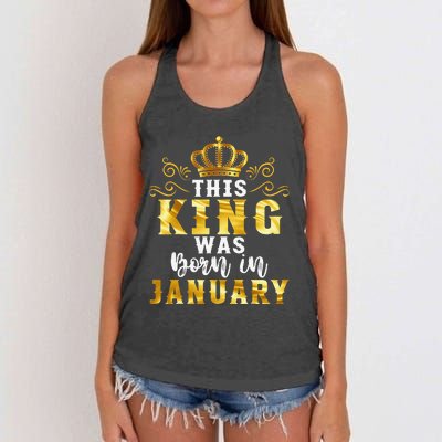 Birthday Party Celebration This King Was Born In January Women's Knotted Racerback Tank