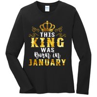 Birthday Party Celebration This King Was Born In January Ladies Long Sleeve Shirt