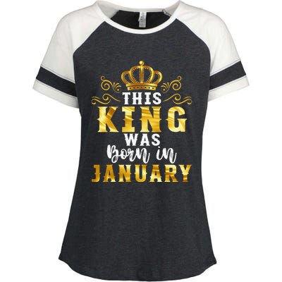 Birthday Party Celebration This King Was Born In January Enza Ladies Jersey Colorblock Tee