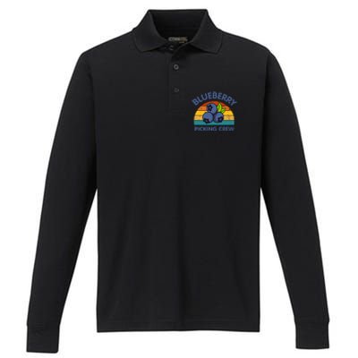 Blueberry Picking Crew Cute Family Blueberries Summer Fruit Performance Long Sleeve Polo