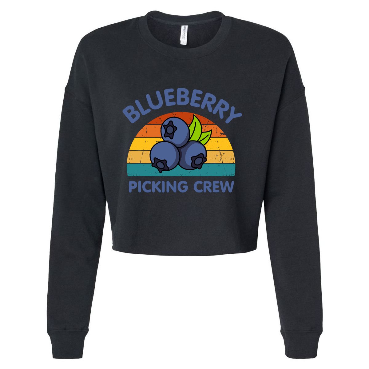 Blueberry Picking Crew Cute Family Blueberries Summer Fruit Cropped Pullover Crew
