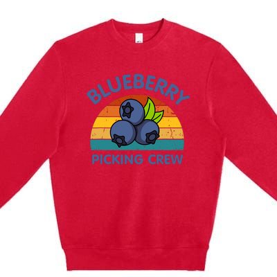 Blueberry Picking Crew Cute Family Blueberries Summer Fruit Premium Crewneck Sweatshirt