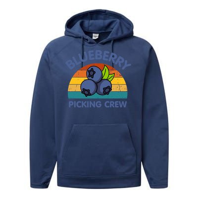 Blueberry Picking Crew Cute Family Blueberries Summer Fruit Performance Fleece Hoodie