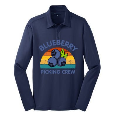 Blueberry Picking Crew Cute Family Blueberries Summer Fruit Silk Touch Performance Long Sleeve Polo