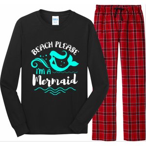 Beach Please Cute Mermaid Gift Long Sleeve Pajama Set