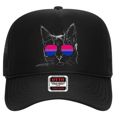 Bi Pride Cat Bisexual LGBT Subtle Pride High Crown Mesh Back Trucker Hat