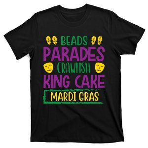 Beads Parades Crawfish King Cake Mardi Gras T-Shirt