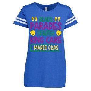 Beads Parades Crawfish King Cake Mardi Gras Enza Ladies Jersey Football T-Shirt